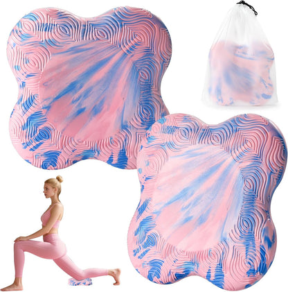 2 Pack Yoga Knee Pads Mat Set - Extra Thick Foam Kneeling Pad Cushion for Knees, Elbows, Wrists, Head - Yoga Essentials for Women Men, Non-Slip Pilates, Meditation, Floor Workouts
