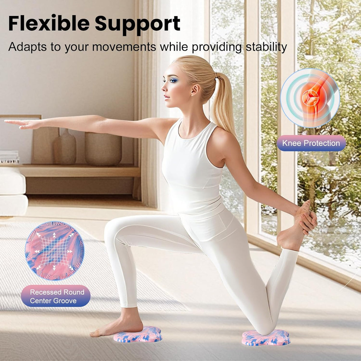 2 Pack Yoga Knee Pads Mat Set - Extra Thick Foam Kneeling Pad Cushion for Knees, Elbows, Wrists, Head - Yoga Essentials for Women Men, Non-Slip Pilates, Meditation, Floor Workouts