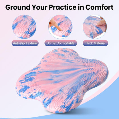 2 Pack Yoga Knee Pads Mat Set - Extra Thick Foam Kneeling Pad Cushion for Knees, Elbows, Wrists, Head - Yoga Essentials for Women Men, Non-Slip Pilates, Meditation, Floor Workouts