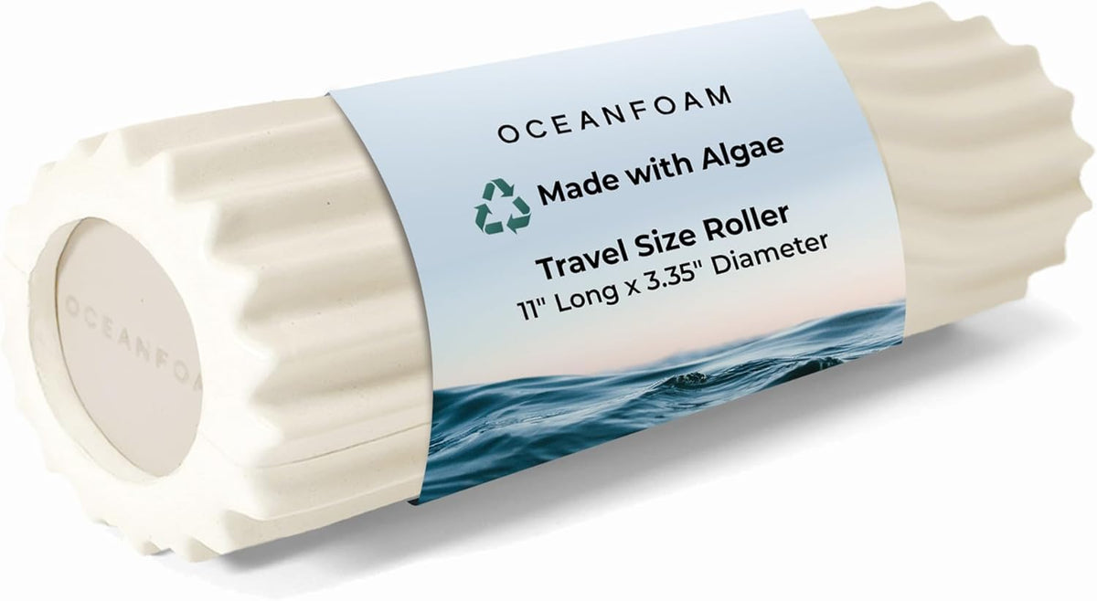 Ripple Travel Foam Roller (11" x 3.35") Firm Mini Foam Roller for Physical Therapy, Deep Tissue Massage, Back Pain - High Density, Ergonomic Wave Textured - Yoga, Pilates, Exercise (Natural) - Colors B