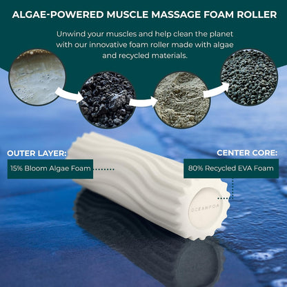 Ripple Travel Foam Roller (11" x 3.35") Firm Mini Foam Roller for Physical Therapy, Deep Tissue Massage, Back Pain - High Density, Ergonomic Wave Textured - Yoga, Pilates, Exercise (Natural) - Colors B