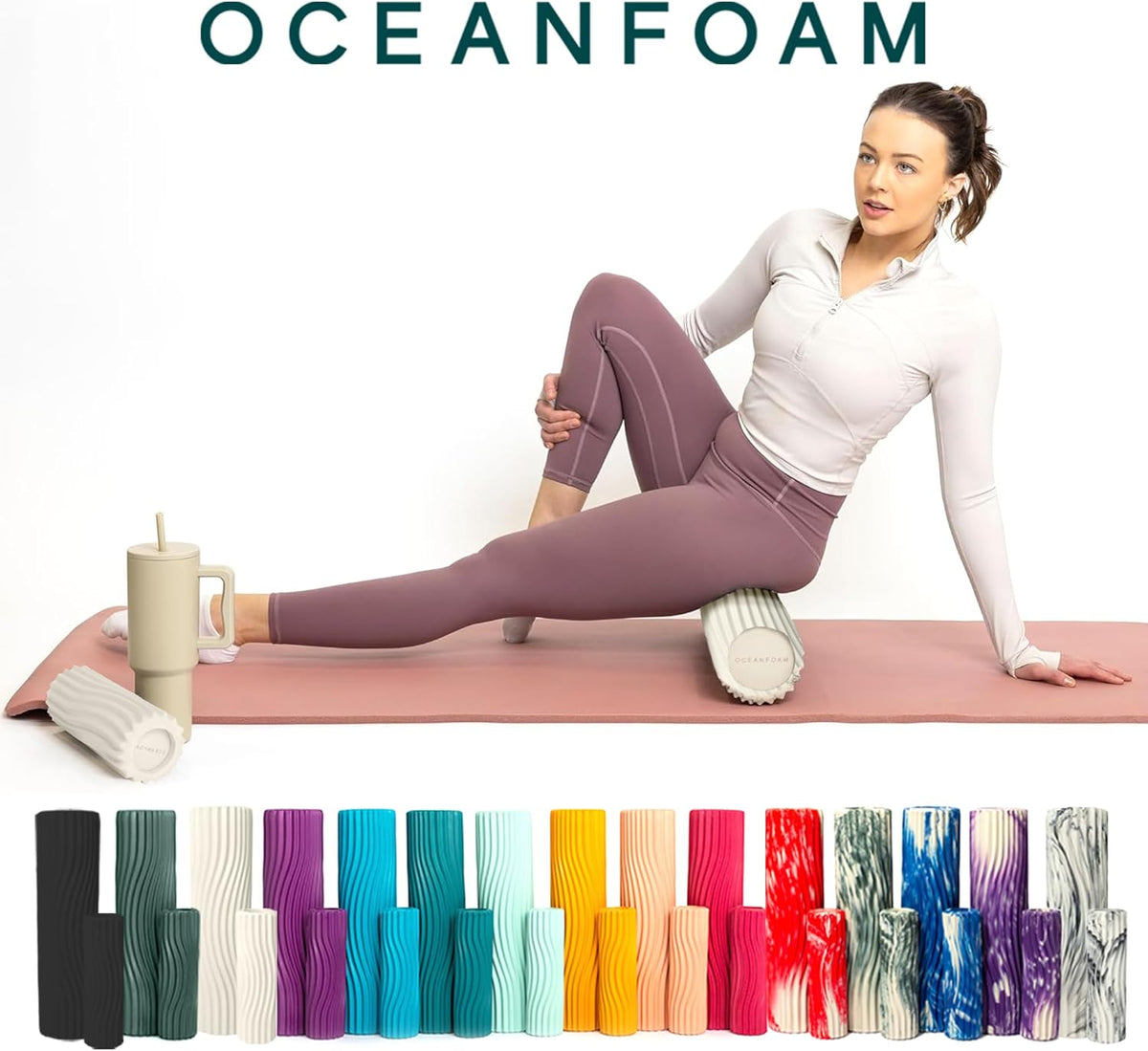 Ripple Travel Foam Roller (11" x 3.35") Firm Mini Foam Roller for Physical Therapy, Deep Tissue Massage, Back Pain - High Density, Ergonomic Wave Textured - Yoga, Pilates, Exercise (Natural) - Colors B