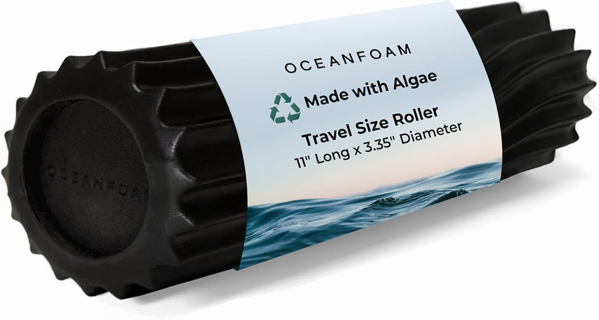 Ripple Travel Foam Roller (11" x 3.35") Firm Mini Foam Roller for Physical Therapy, Deep Tissue Massage, Back Pain - High Density, Ergonomic Wave Textured - Yoga, Pilates, Exercise (Natural) - Colors B