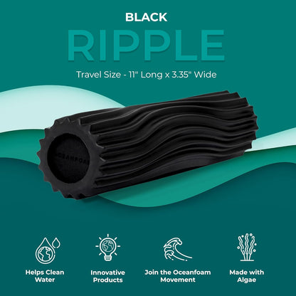 Ripple Travel Foam Roller (11" x 3.35") Firm Mini Foam Roller for Physical Therapy, Deep Tissue Massage, Back Pain - High Density, Ergonomic Wave Textured - Yoga, Pilates, Exercise (Natural) - Colors B