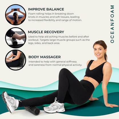 Ripple Travel Foam Roller (11" x 3.35") Firm Mini Foam Roller for Physical Therapy, Deep Tissue Massage, Back Pain - High Density, Ergonomic Wave Textured - Yoga, Pilates, Exercise (Natural) - Colors B