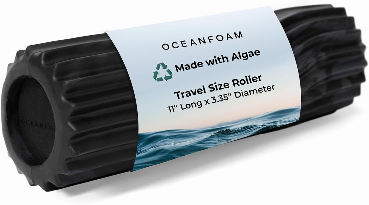 Ripple Travel Foam Roller (11" x 3.35") Firm Mini Foam Roller for Physical Therapy, Deep Tissue Massage, Back Pain - High Density, Ergonomic Wave Textured - Yoga, Pilates, Exercise (Natural) - Colors B