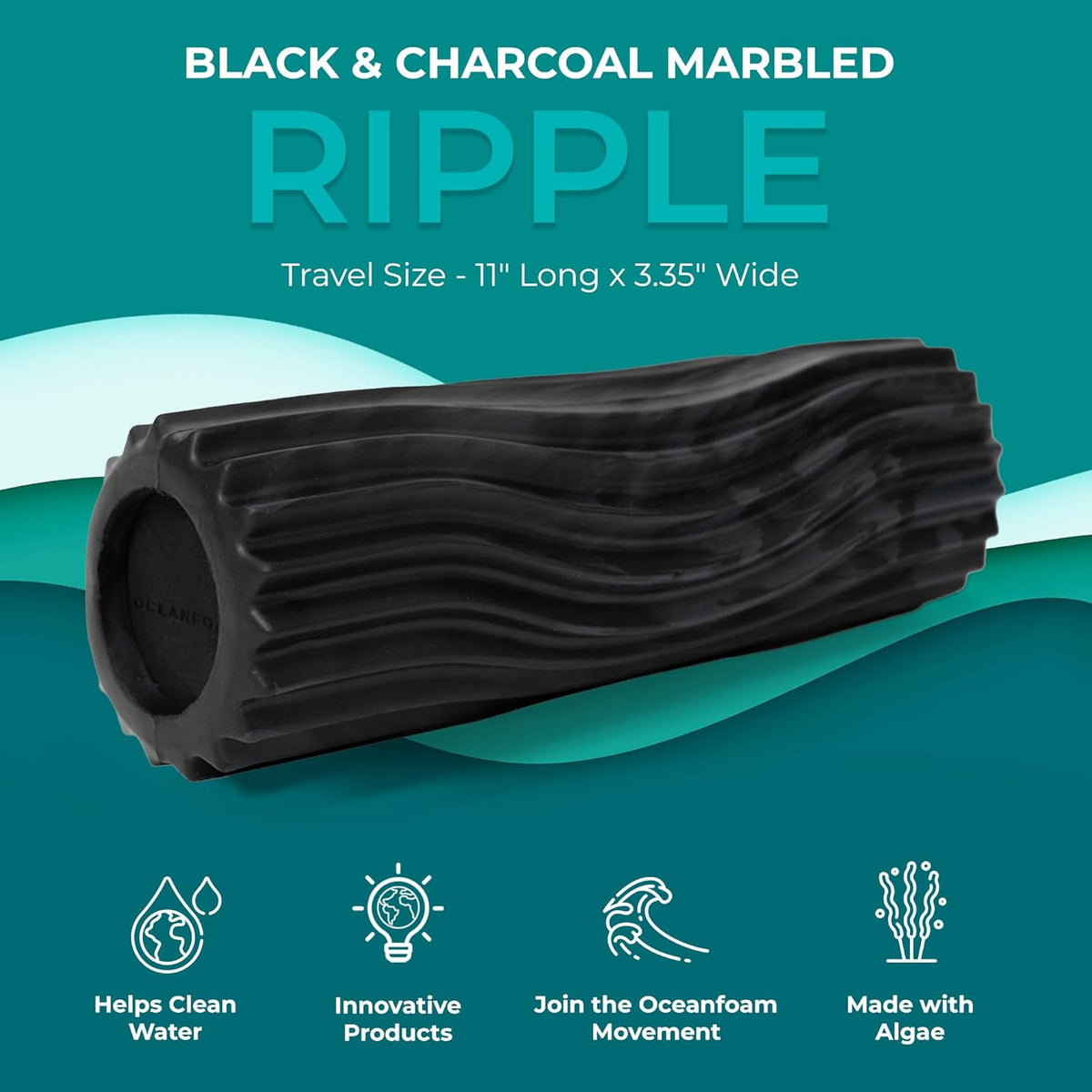 Ripple Travel Foam Roller (11" x 3.35") Firm Mini Foam Roller for Physical Therapy, Deep Tissue Massage, Back Pain - High Density, Ergonomic Wave Textured - Yoga, Pilates, Exercise (Natural) - Colors B