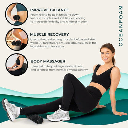 Ripple Travel Foam Roller (11" x 3.35") Firm Mini Foam Roller for Physical Therapy, Deep Tissue Massage, Back Pain - High Density, Ergonomic Wave Textured - Yoga, Pilates, Exercise (Natural) - Colors B