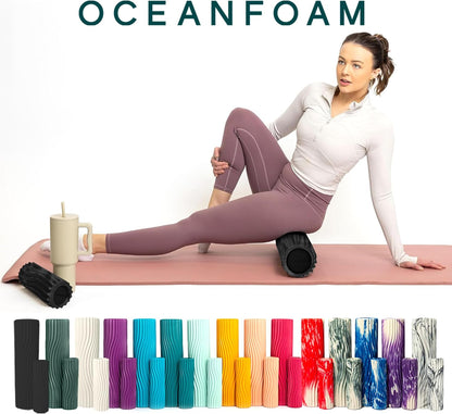 Ripple Travel Foam Roller (11" x 3.35") Firm Mini Foam Roller for Physical Therapy, Deep Tissue Massage, Back Pain - High Density, Ergonomic Wave Textured - Yoga, Pilates, Exercise (Natural) - Colors B