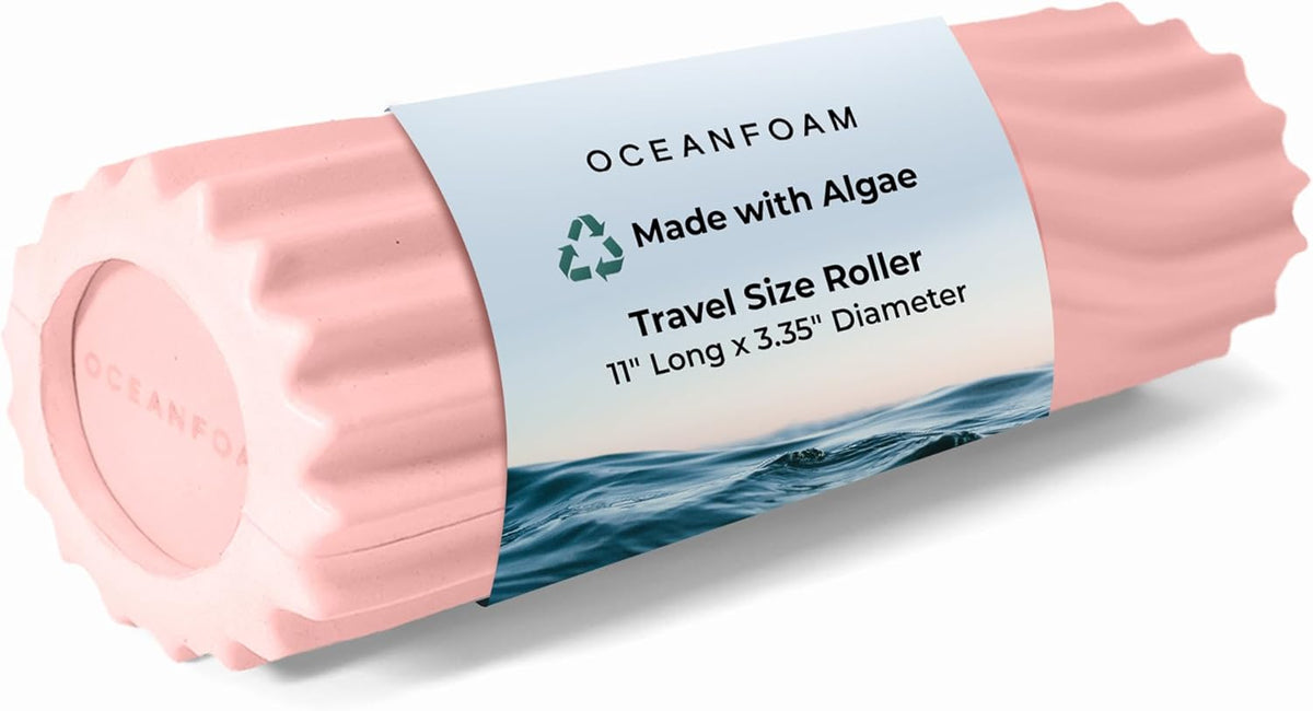 Ripple Travel Foam Roller (11" x 3.35") Firm Mini Foam Roller for Physical Therapy, Deep Tissue Massage, Back Pain - High Density, Ergonomic Wave Textured - Yoga, Pilates, Exercise (Natural) - Colors B