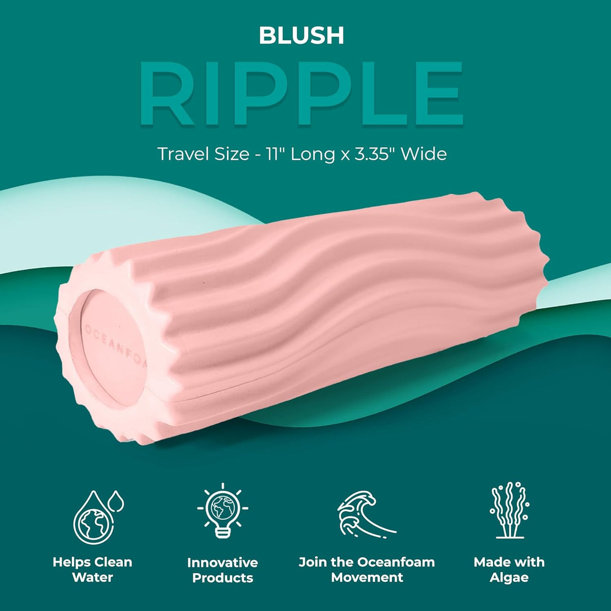 Ripple Travel Foam Roller (11" x 3.35") Firm Mini Foam Roller for Physical Therapy, Deep Tissue Massage, Back Pain - High Density, Ergonomic Wave Textured - Yoga, Pilates, Exercise (Natural) - Colors B