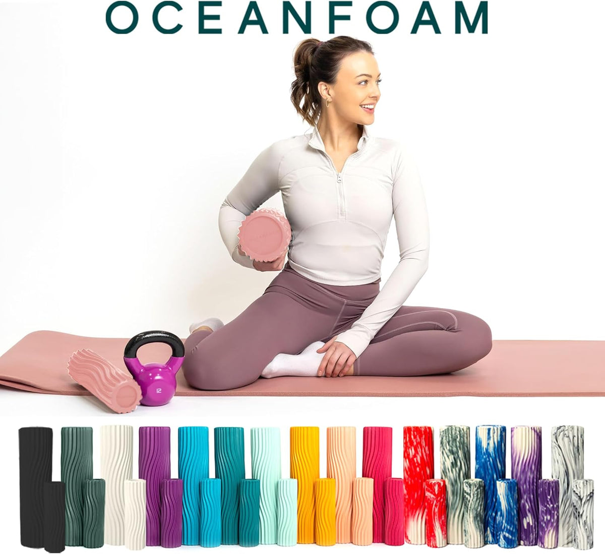 Ripple Travel Foam Roller (11" x 3.35") Firm Mini Foam Roller for Physical Therapy, Deep Tissue Massage, Back Pain - High Density, Ergonomic Wave Textured - Yoga, Pilates, Exercise (Natural) - Colors B