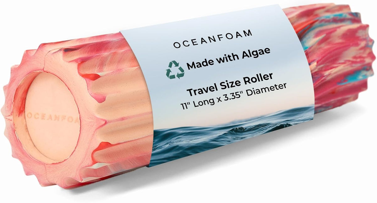 Ripple Travel Foam Roller (11" x 3.35") Firm Mini Foam Roller for Physical Therapy, Deep Tissue Massage, Back Pain - High Density, Ergonomic Wave Textured - Yoga, Pilates, Exercise (Natural) - Colors B