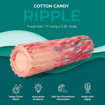 Ripple Travel Foam Roller (11" x 3.35") Firm Mini Foam Roller for Physical Therapy, Deep Tissue Massage, Back Pain - High Density, Ergonomic Wave Textured - Yoga, Pilates, Exercise (Natural) - Colors B