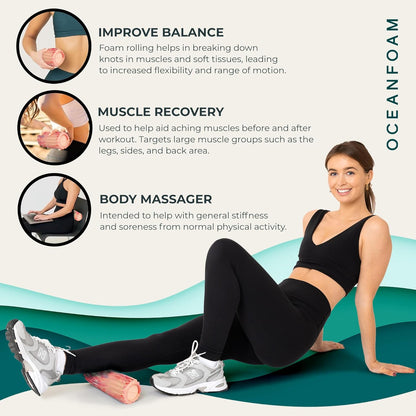 Ripple Travel Foam Roller (11" x 3.35") Firm Mini Foam Roller for Physical Therapy, Deep Tissue Massage, Back Pain - High Density, Ergonomic Wave Textured - Yoga, Pilates, Exercise (Natural) - Colors B