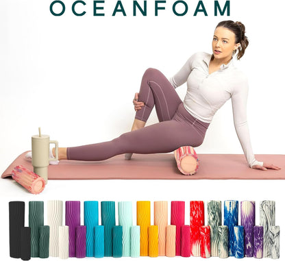 Ripple Travel Foam Roller (11" x 3.35") Firm Mini Foam Roller for Physical Therapy, Deep Tissue Massage, Back Pain - High Density, Ergonomic Wave Textured - Yoga, Pilates, Exercise (Natural) - Colors B