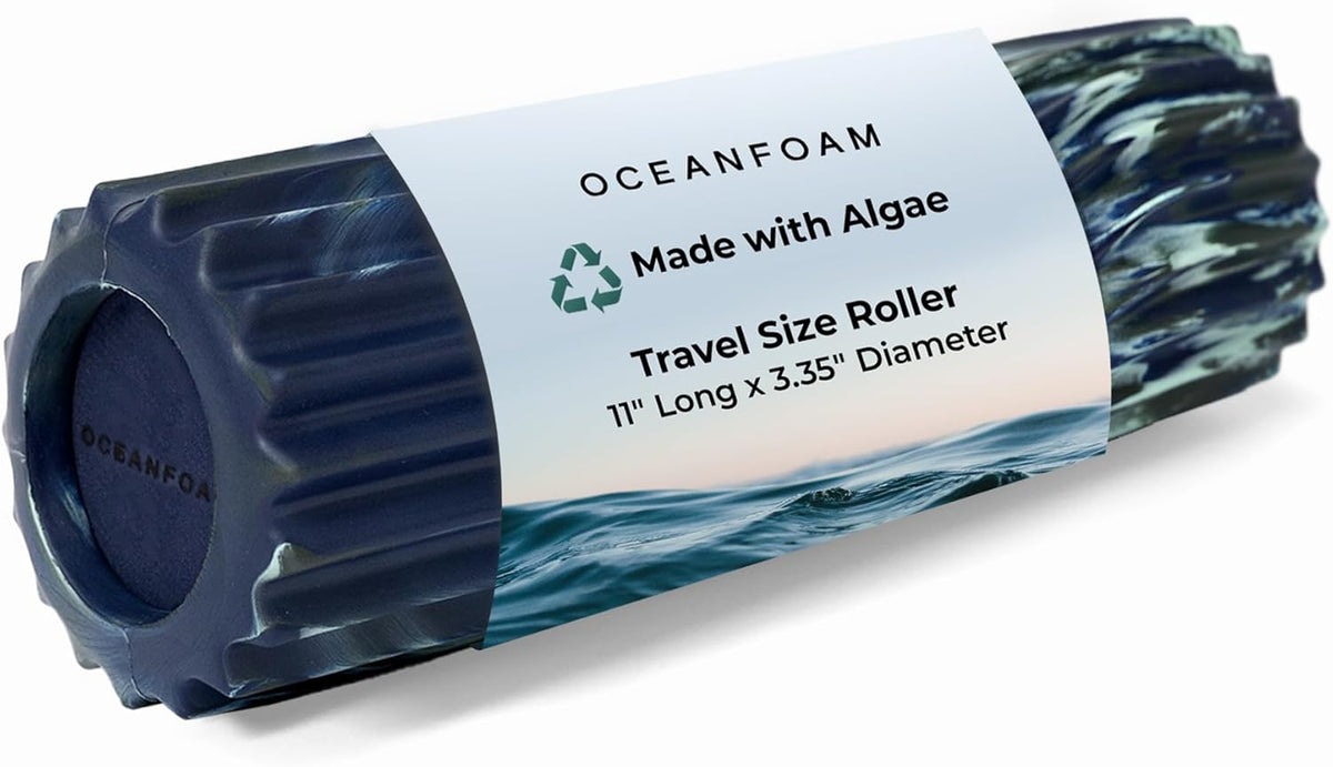 Ripple Travel Foam Roller (11" x 3.35") Firm Mini Foam Roller for Physical Therapy, Deep Tissue Massage, Back Pain - High Density, Ergonomic Wave Textured - Yoga, Pilates, Exercise (Natural) - Colors B