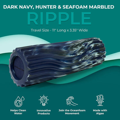 Ripple Travel Foam Roller (11" x 3.35") Firm Mini Foam Roller for Physical Therapy, Deep Tissue Massage, Back Pain - High Density, Ergonomic Wave Textured - Yoga, Pilates, Exercise (Natural) - Colors B