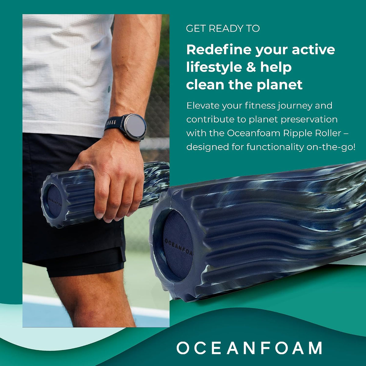 Ripple Travel Foam Roller (11" x 3.35") Firm Mini Foam Roller for Physical Therapy, Deep Tissue Massage, Back Pain - High Density, Ergonomic Wave Textured - Yoga, Pilates, Exercise (Natural) - Colors B