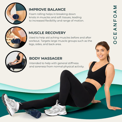 Ripple Travel Foam Roller (11" x 3.35") Firm Mini Foam Roller for Physical Therapy, Deep Tissue Massage, Back Pain - High Density, Ergonomic Wave Textured - Yoga, Pilates, Exercise (Natural) - Colors B