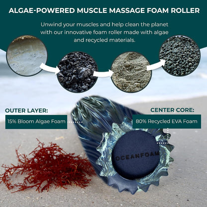 Ripple Travel Foam Roller (11" x 3.35") Firm Mini Foam Roller for Physical Therapy, Deep Tissue Massage, Back Pain - High Density, Ergonomic Wave Textured - Yoga, Pilates, Exercise (Natural) - Colors B
