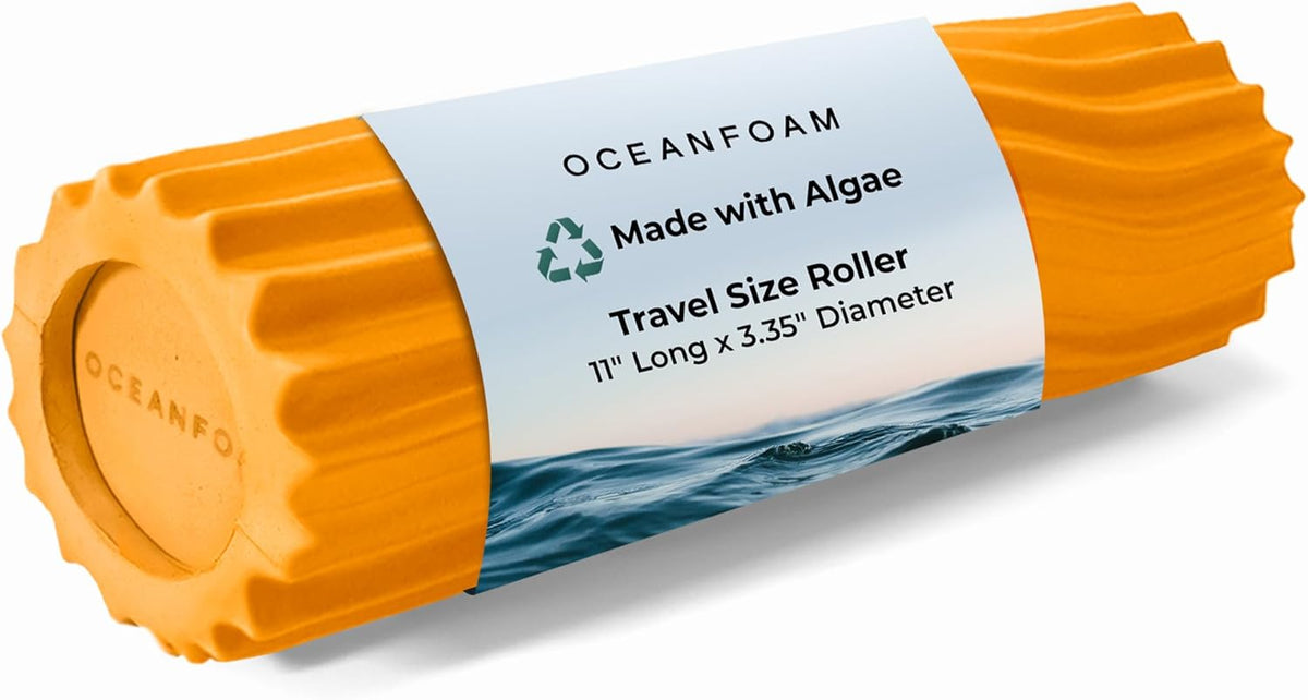 Ripple Travel Foam Roller (11" x 3.35") Firm Mini Foam Roller for Physical Therapy, Deep Tissue Massage, Back Pain - High Density, Ergonomic Wave Textured - Yoga, Pilates, Exercise (Natural) - Colors B