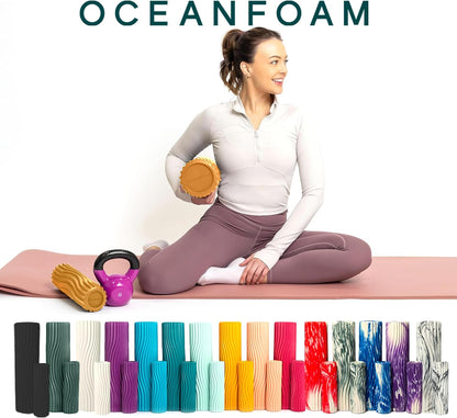 Ripple Travel Foam Roller (11" x 3.35") Firm Mini Foam Roller for Physical Therapy, Deep Tissue Massage, Back Pain - High Density, Ergonomic Wave Textured - Yoga, Pilates, Exercise (Natural) - Colors B