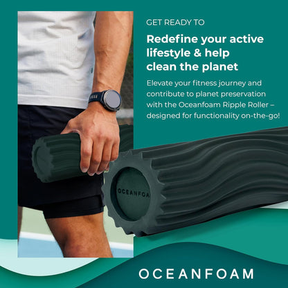 Ripple Travel Foam Roller (11" x 3.35") Firm Mini Foam Roller for Physical Therapy, Deep Tissue Massage, Back Pain - High Density, Ergonomic Wave Textured - Yoga, Pilates, Exercise (Natural) - Colors B