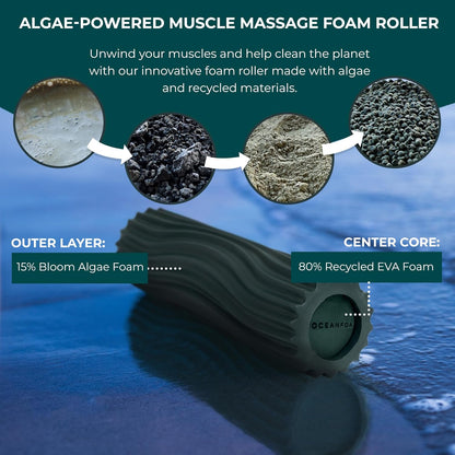 Ripple Travel Foam Roller (11" x 3.35") Firm Mini Foam Roller for Physical Therapy, Deep Tissue Massage, Back Pain - High Density, Ergonomic Wave Textured - Yoga, Pilates, Exercise (Natural) - Colors B