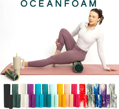 Ripple Travel Foam Roller (11" x 3.35") Firm Mini Foam Roller for Physical Therapy, Deep Tissue Massage, Back Pain - High Density, Ergonomic Wave Textured - Yoga, Pilates, Exercise (Natural) - Colors B