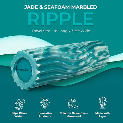 Ripple Travel Foam Roller (11" x 3.35") Firm Mini Foam Roller for Physical Therapy, Deep Tissue Massage, Back Pain - High Density, Ergonomic Wave Textured - Yoga, Pilates, Exercise (Natural) - Colors B