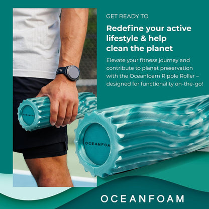 Ripple Travel Foam Roller (11" x 3.35") Firm Mini Foam Roller for Physical Therapy, Deep Tissue Massage, Back Pain - High Density, Ergonomic Wave Textured - Yoga, Pilates, Exercise (Natural) - Colors B