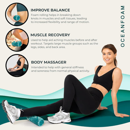 Ripple Travel Foam Roller (11" x 3.35") Firm Mini Foam Roller for Physical Therapy, Deep Tissue Massage, Back Pain - High Density, Ergonomic Wave Textured - Yoga, Pilates, Exercise (Natural) - Colors B