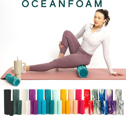 Ripple Travel Foam Roller (11" x 3.35") Firm Mini Foam Roller for Physical Therapy, Deep Tissue Massage, Back Pain - High Density, Ergonomic Wave Textured - Yoga, Pilates, Exercise (Natural) - Colors B
