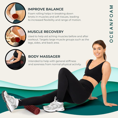 Ripple Travel Foam Roller (11" x 3.35") Firm Mini Foam Roller for Physical Therapy, Deep Tissue Massage, Back Pain - High Density, Ergonomic Wave Textured - Yoga, Pilates, Exercise (Natural) - Colors B