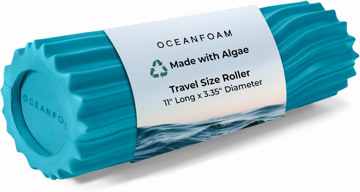 Ripple Travel Foam Roller (11" x 3.35") Firm Mini Foam Roller for Physical Therapy, Deep Tissue Massage, Back Pain - High Density, Ergonomic Wave Textured - Yoga, Pilates, Exercise (Natural) - Colors B