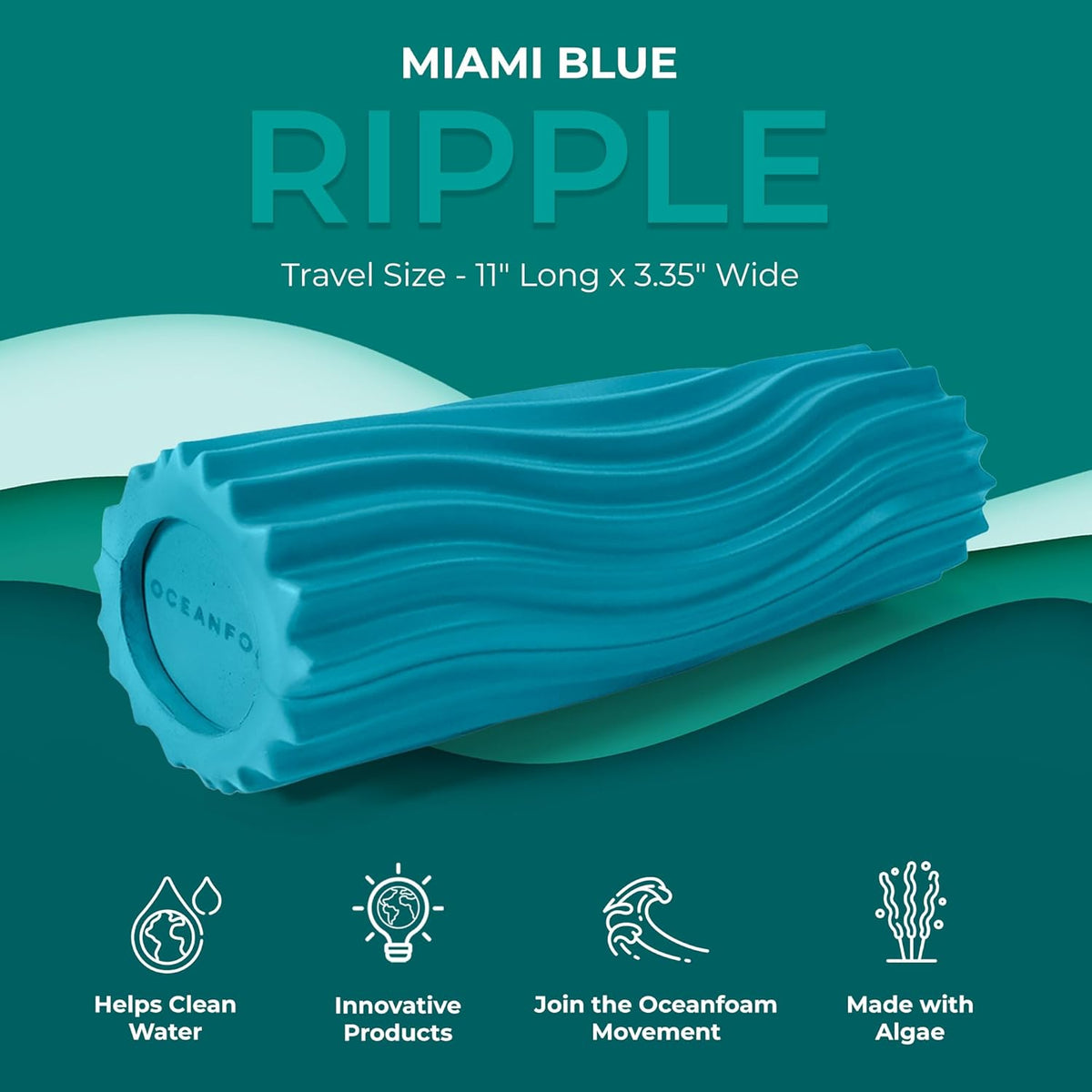 Ripple Travel Foam Roller (11" x 3.35") Firm Mini Foam Roller for Physical Therapy, Deep Tissue Massage, Back Pain - High Density, Ergonomic Wave Textured - Yoga, Pilates, Exercise (Natural) - Colors B