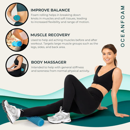 Ripple Travel Foam Roller (11" x 3.35") Firm Mini Foam Roller for Physical Therapy, Deep Tissue Massage, Back Pain - High Density, Ergonomic Wave Textured - Yoga, Pilates, Exercise (Natural) - Colors B