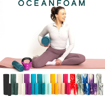 Ripple Travel Foam Roller (11" x 3.35") Firm Mini Foam Roller for Physical Therapy, Deep Tissue Massage, Back Pain - High Density, Ergonomic Wave Textured - Yoga, Pilates, Exercise (Natural) - Colors B