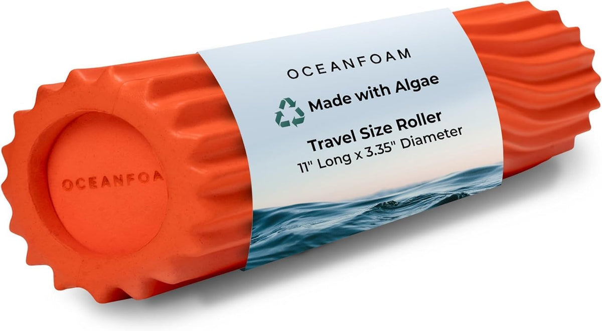 Ripple Travel Foam Roller (11" x 3.35") Firm Mini Foam Roller for Physical Therapy, Deep Tissue Massage, Back Pain - High Density, Ergonomic Wave Textured - Yoga, Pilates, Exercise (Natural) - Colors B