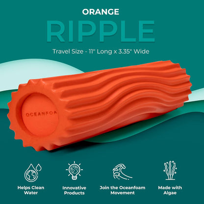 Ripple Travel Foam Roller (11" x 3.35") Firm Mini Foam Roller for Physical Therapy, Deep Tissue Massage, Back Pain - High Density, Ergonomic Wave Textured - Yoga, Pilates, Exercise (Natural) - Colors B