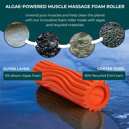 Ripple Travel Foam Roller (11" x 3.35") Firm Mini Foam Roller for Physical Therapy, Deep Tissue Massage, Back Pain - High Density, Ergonomic Wave Textured - Yoga, Pilates, Exercise (Natural) - Colors B