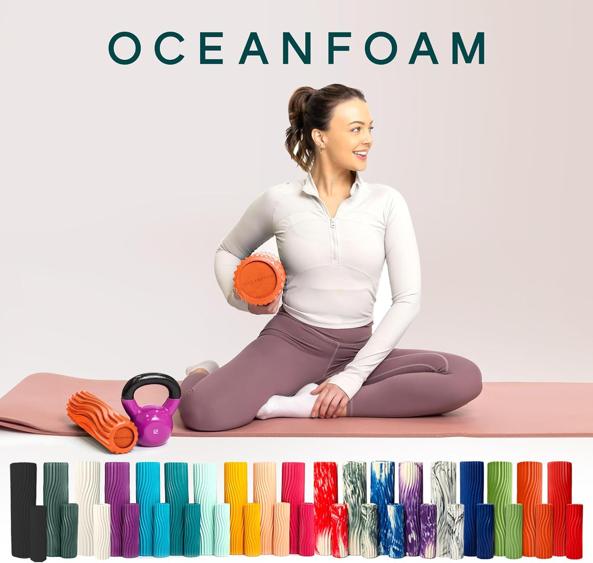 Ripple Travel Foam Roller (11" x 3.35") Firm Mini Foam Roller for Physical Therapy, Deep Tissue Massage, Back Pain - High Density, Ergonomic Wave Textured - Yoga, Pilates, Exercise (Natural) - Colors B
