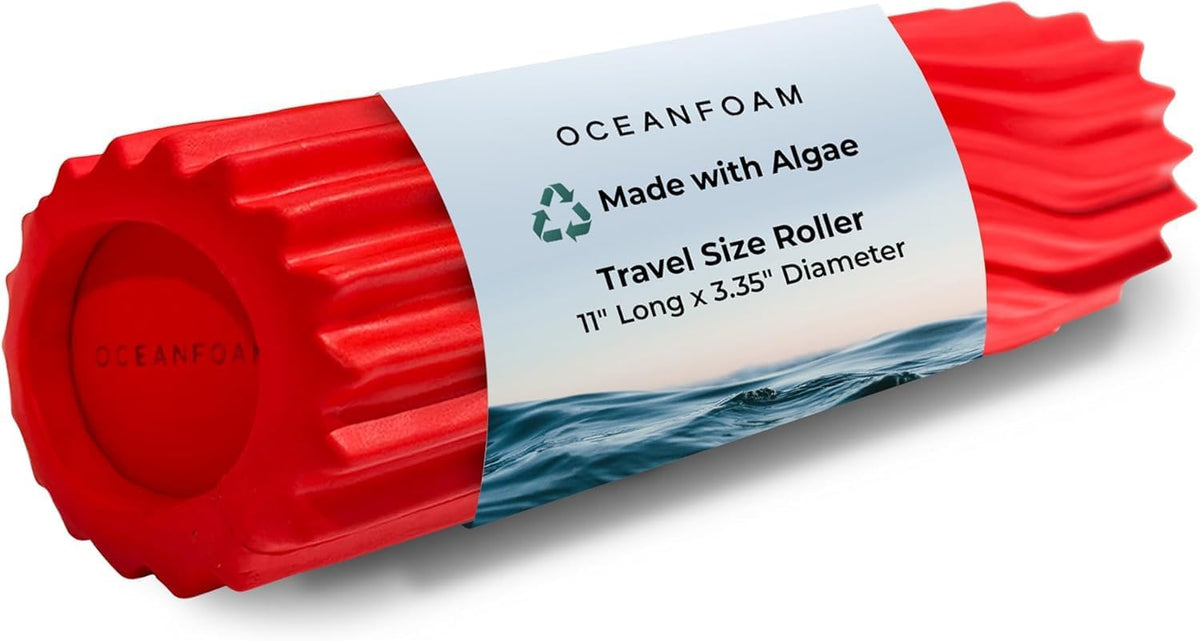 Ripple Travel Foam Roller (11" x 3.35") Firm Mini Foam Roller for Physical Therapy, Deep Tissue Massage, Back Pain - High Density, Ergonomic Wave Textured - Yoga, Pilates, Exercise (Natural) - Colors B