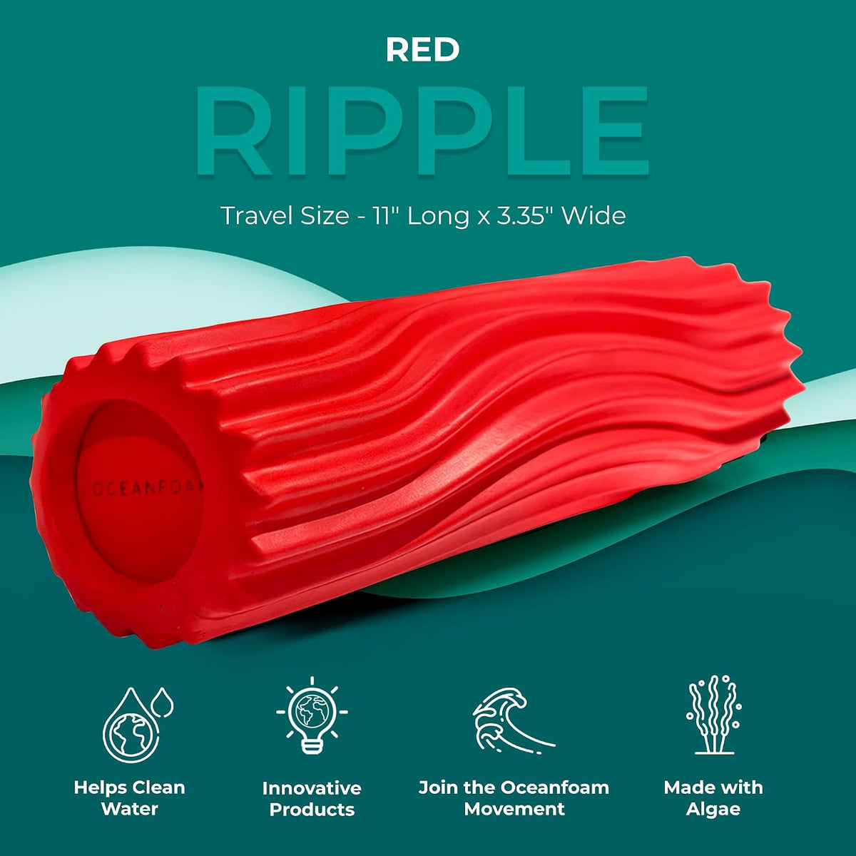 Ripple Travel Foam Roller (11" x 3.35") Firm Mini Foam Roller for Physical Therapy, Deep Tissue Massage, Back Pain - High Density, Ergonomic Wave Textured - Yoga, Pilates, Exercise (Natural) - Colors B