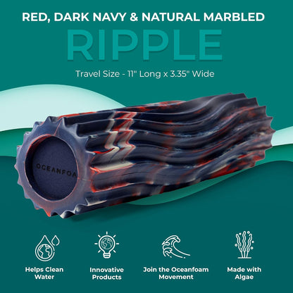 Ripple Travel Foam Roller (11" x 3.35") Firm Mini Foam Roller for Physical Therapy, Deep Tissue Massage, Back Pain - High Density, Ergonomic Wave Textured - Yoga, Pilates, Exercise (Natural) - Colors B