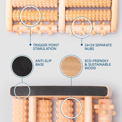 Foot Roller for Plantar Fasciitis Relief and Neuropathy Pain Relief for Feet - Wooden Foot Massager Roller Acupressure Tool with Reflexology Chart - Mom Gifts for Women and Men