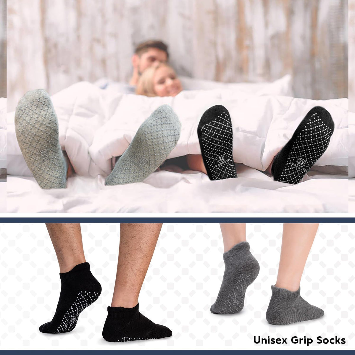 Unisex Non Slip Grip Socks for Yoga Pilates Barre Home & Hospital