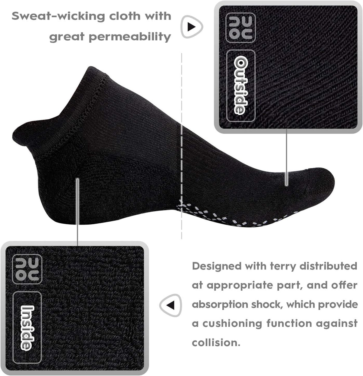 Unisex Non Slip Grip Socks for Yoga Pilates Barre Home & Hospital