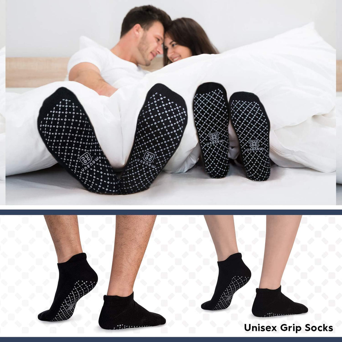 Unisex Non Slip Grip Socks for Yoga Pilates Barre Home & Hospital